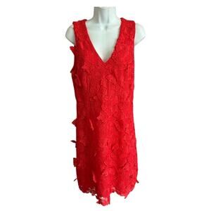 EUC Michael Kors Poppy Red Butterfly Shift Dress Size 6